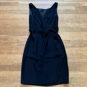 Mardi Gras black sleeveless faux wrap knee length sheath dress size 6
 b30